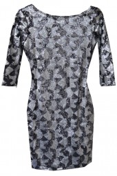 SALE - Silver Sequin Block suknelė 3/4 rankovėmis